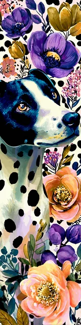 Free printable dog bookmark featuring a spotted beautiful dog bookmark